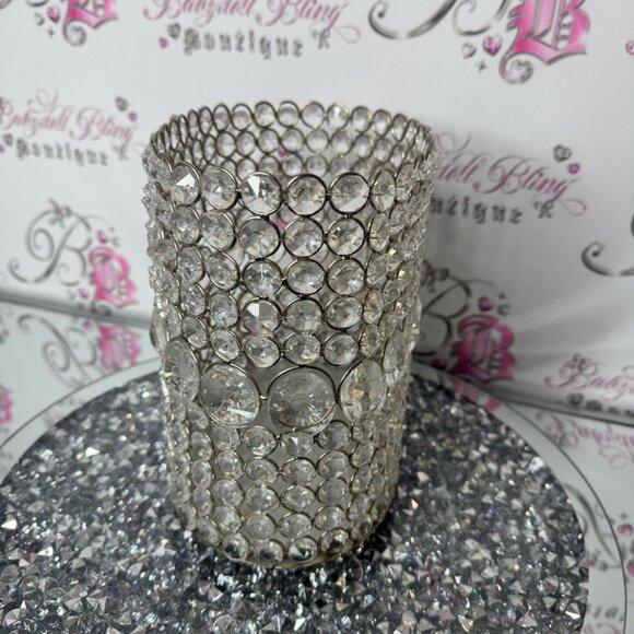 Crystal Embellished Silver Basket 🧺 bling rhinestone diamond storage basket - Picture 3 of 7